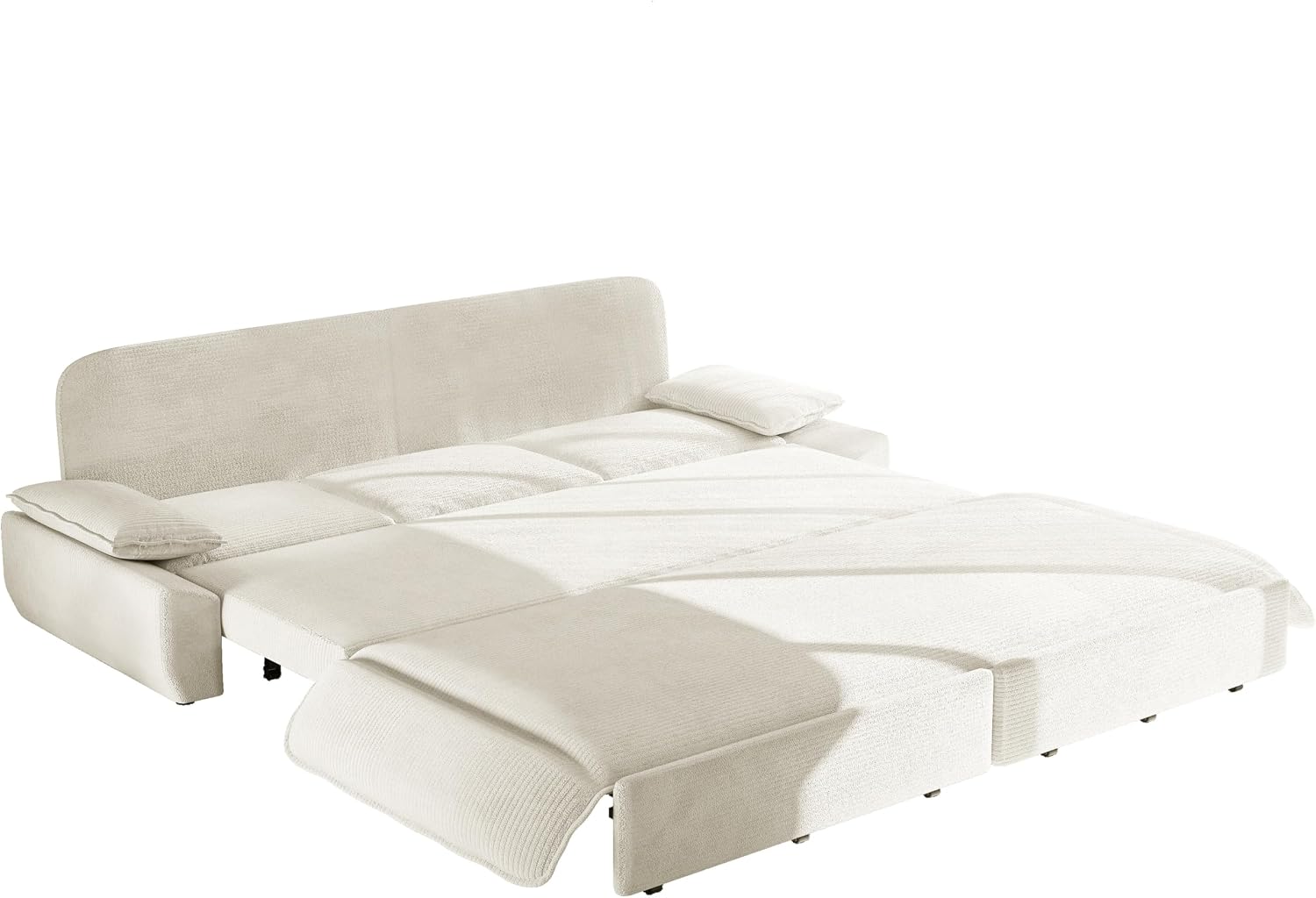 94.5' Pull Out Couch King Size, Futon Sofa Bed, 3-in-1 Convertible Sleeper Sofa Bed with Cushion Armrest, Modern Corduroy Loveseat Couches for Living Room, Small Space, Apartment, Beige