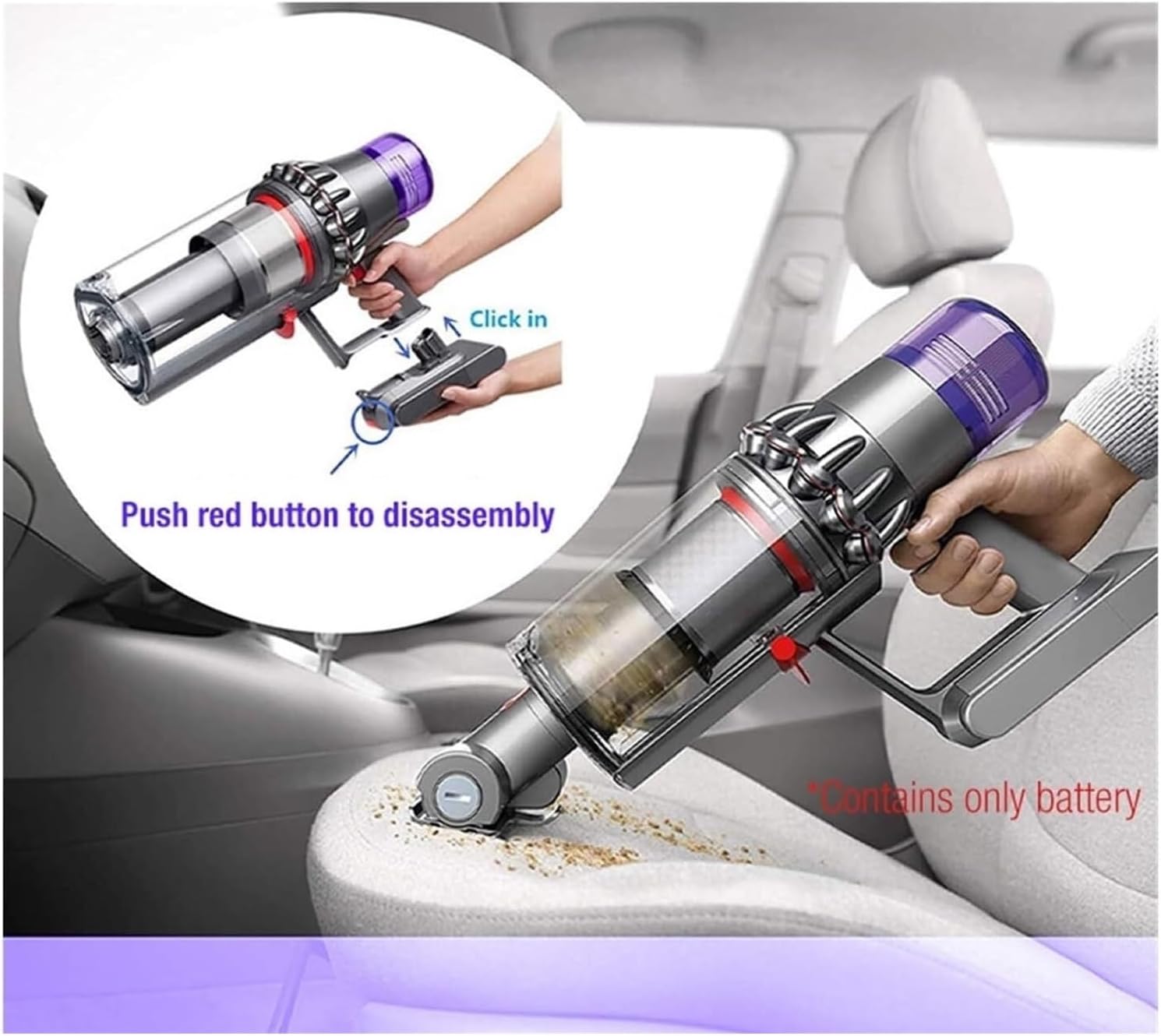 Vacuum Cleaner Accessories，25.2V 6000mAh Li-ion Click-in Battery Compatible for Dyson V11