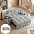 Auvsoce 65'' Convertible Sleeper Sofa Bed with Adjustable Backrest, Chaise Lounge, Side Table & USB/Type-C Ports – Stylish & Functional Addition to Any Living Room (Fashion Light Grey)