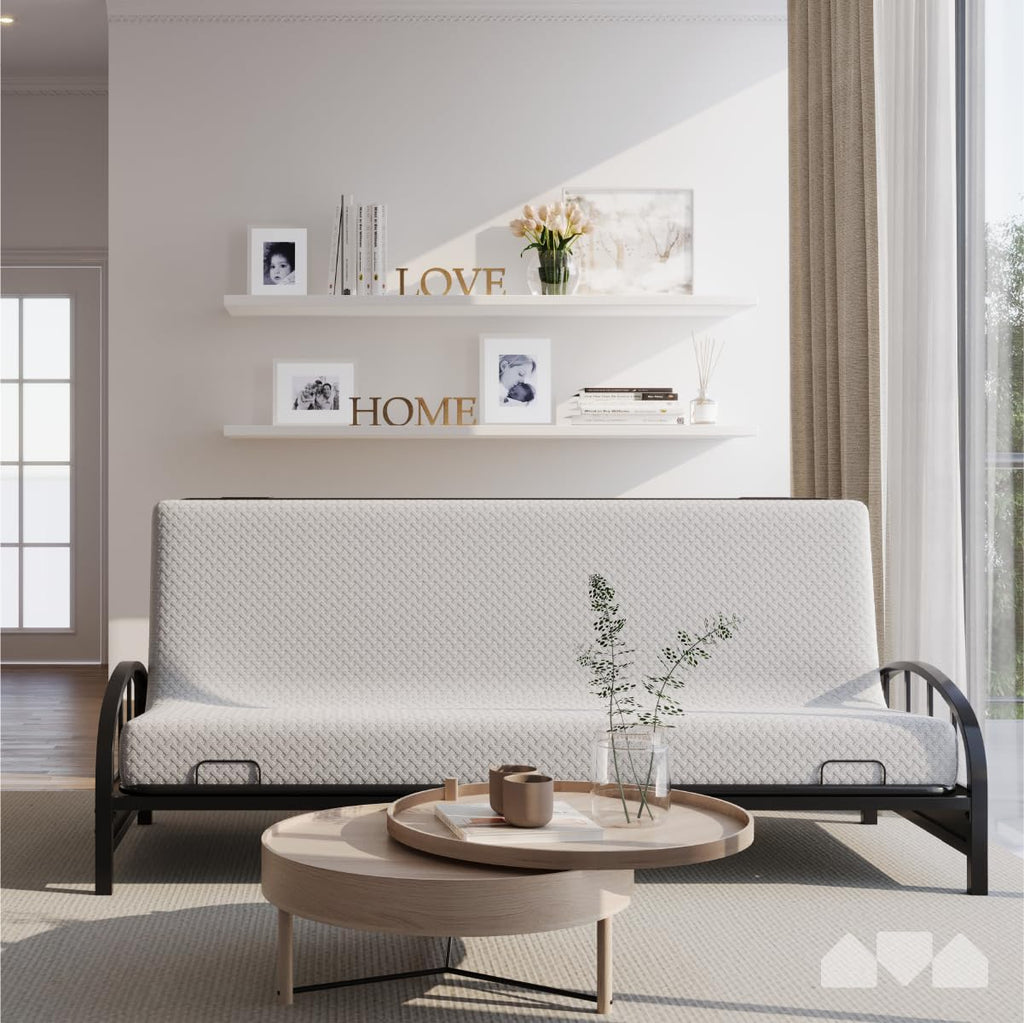 Milliard Full Size Futon Mattress, Light Grey, 71 x 52 x 6 Inch, Memory Foam Futon Mattress Full Size, CertiPUR-US, Comfy Sofa Bed, Couch, Removable Washable Hypoallergenic Cover, Frame Not Included