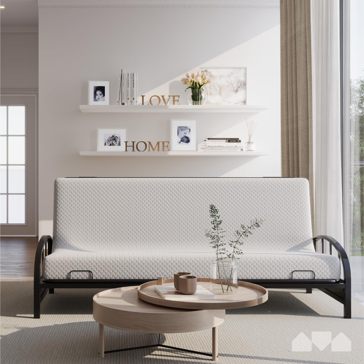 Milliard Full Size Futon Mattress, Light Grey, 71 x 52 x 6 Inch, Memory Foam Futon Mattress Full Size, CertiPUR-US, Comfy Sofa Bed, Couch, Removable Washable Hypoallergenic Cover, Frame Not Included