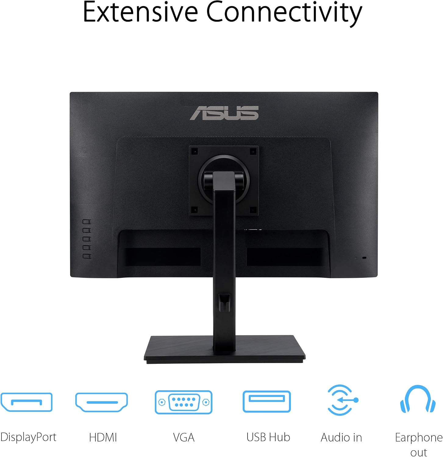 ASUS 24' 1080P Monitor (VA24EQSB) - Full HD, IPS, 75Hz, Built-in Speakers, Eye Care, Low Blue Light, Flicker Free, VESA Mountable, Height Adjustment, Frameless, DisplayPort, HDMI, VGA, USB Hub,Black