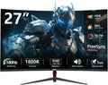 27 inch Curved Gaming Monitor 180Hz FHD 1080p, 1ms VA Display, 1800R,FreeSync Premium, Borderless Design, Eye Care, Built-in Speakers, HDMI/DisplayPort, PC Office Monitor for Working and Gaming