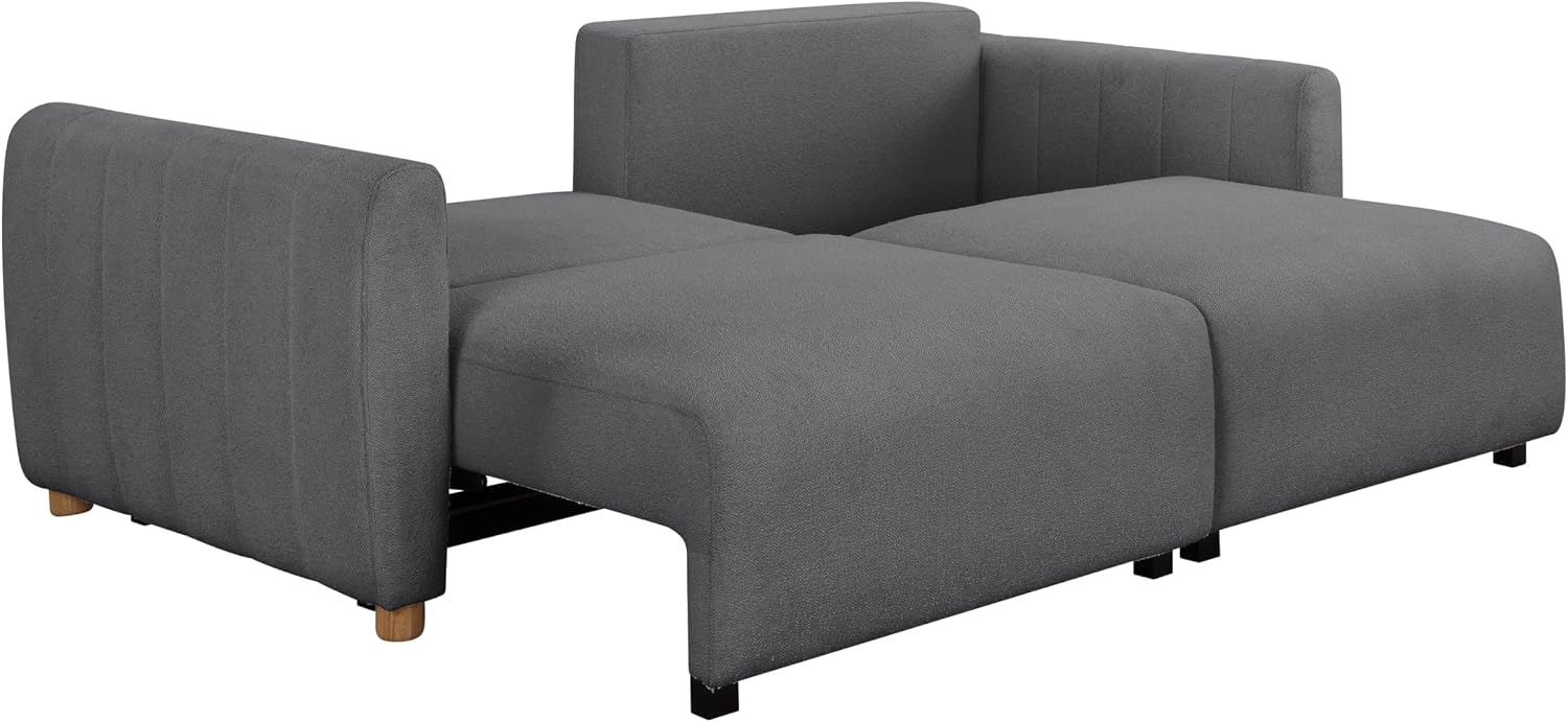 Serta Galway 91.7' Convertible Sleeper Sofa, Queen Size, Wall-Hugging Dreamglide Mechanism, Dreamcoil Comfort, Boucle Fabric, Charcoal