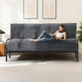 10' Futon Mattress Queen Size,Futons Sofa Couch Bed with Straps, Thick Corduroy Floor Mattress for Adults, Roll Up Folding Mattress Shredded Foam Filling, Medium Firm (Gray, Full)