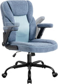 SEATZONE Home Office Desk Chairs with Wheels and Armrests,Office Chair Comfortable Ergonomic Mesh with Teddy Fleece Fabric Executive Computer Chairs for Adults and Teens,Blue