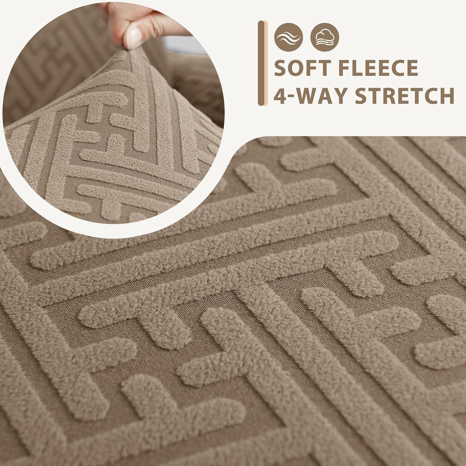 Sectional Couch Covers L Shape Sofa Cover 1-Piece Stretch Corner Couch Covers Non Slip Washable Sofa Slipcovers Soft Fleece Furniture Protector for Dogs Pet (Medium, Khaki)