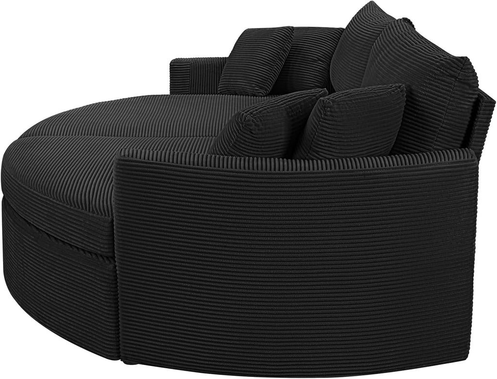 Merax 102.3' Oversized Double Chaise Lounge Indoor, Comfy Corduroy Upholstered Loveseat Sleeper Sofa Bed, Deep Seat Cloud Couch with USB Ports and Throw Pillows for Living Room, Black
