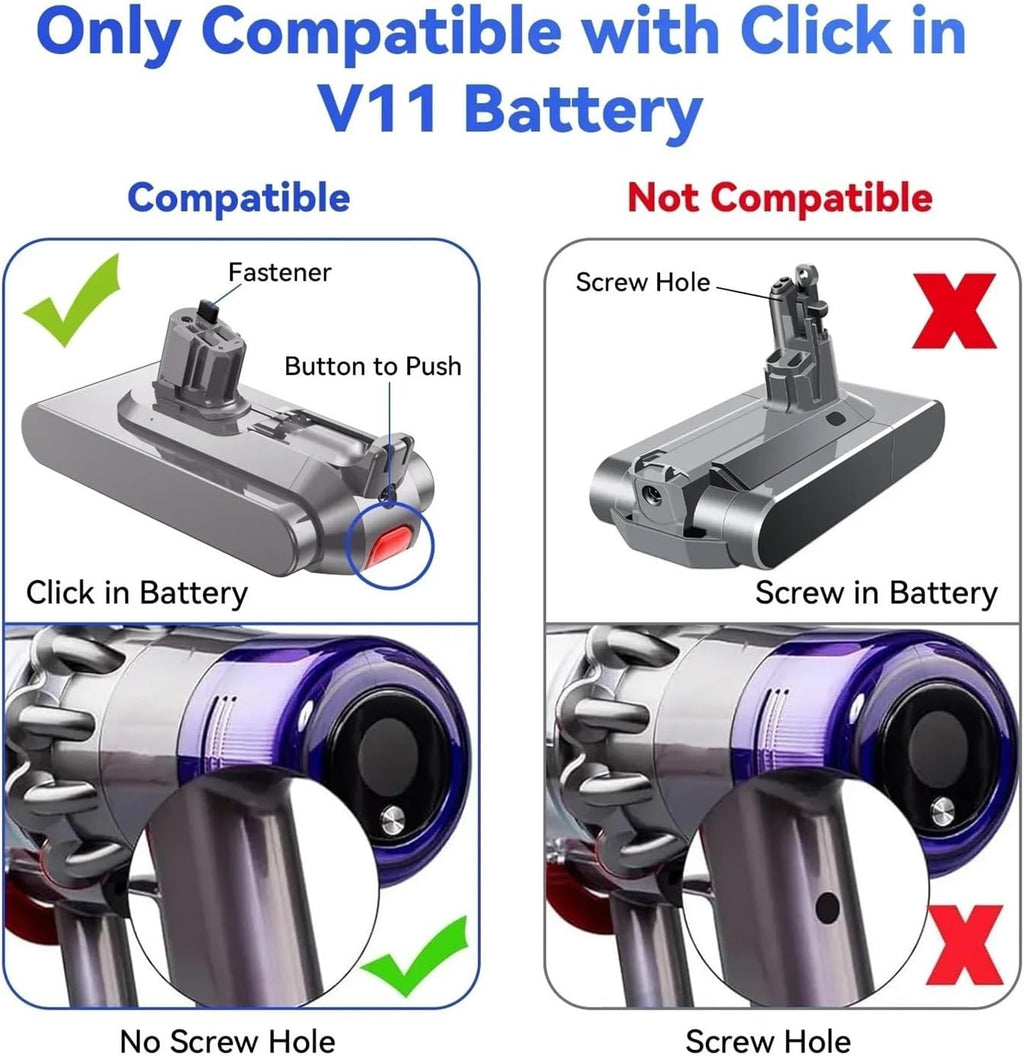 8000mAh Battery 25.2V 8.0Ah Compatible with Dyson SV14 SV15 Vacuum Cleaner Fluffy SV15 V11 Absolute Extra V11 Animal 970145-02(8000mAh-1)