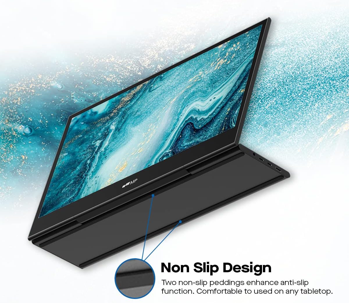 Mobile Pixels Glance Portable Monitor, 16' FHD 1080P Monitor, Travel Monitors with Dual Speakers, Tilt Adjustment & Non-Slip, HDMI USB C Plug & Play Extra Monitors for Laptop, macOS, Windows