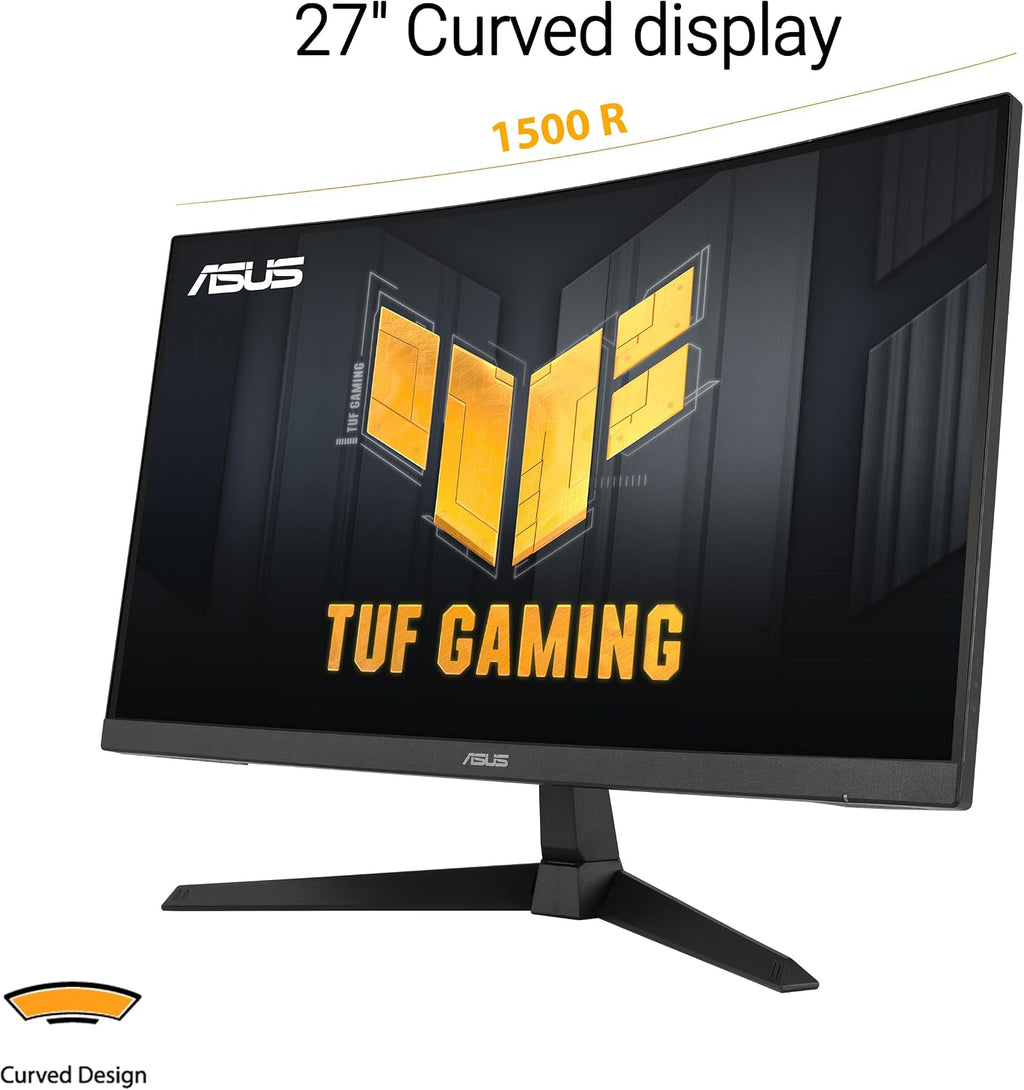 ASUS TUF Gaming 27' 1080P Curved Monitor (VG27VQM1B) – Full HD, 1500R, 280Hz, 1ms, Extreme Low Motion Blur, FreeSync Premium, Shadow Boost, Eye Care, 90% DCI-P3 (Renewed)