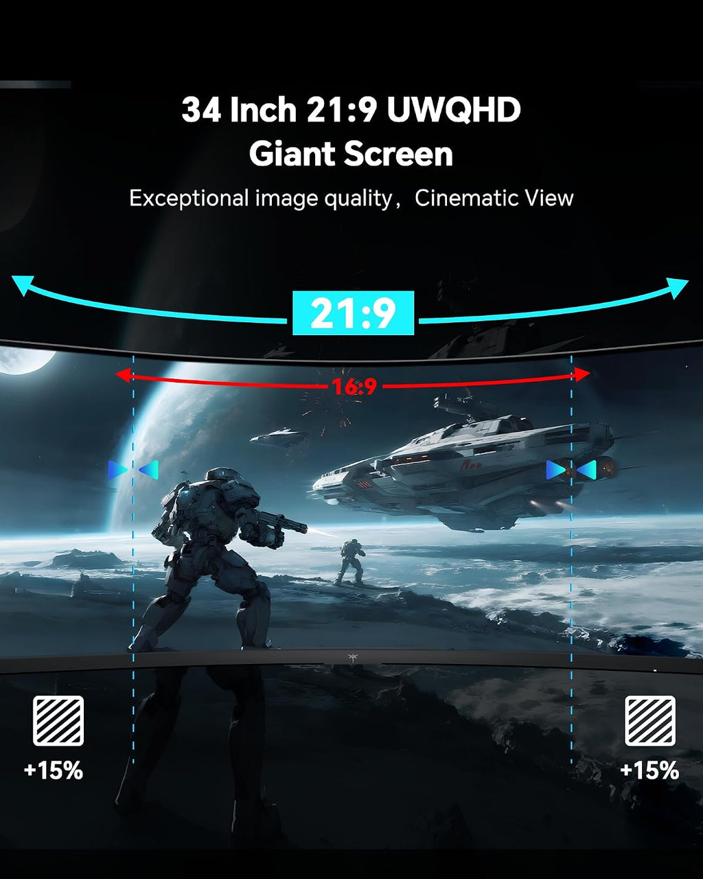 KTC 34 Inch UWQHD Curved Gaming Monitor, 3440x1440 Ultrawide 1500R, 180Hz 21:9 Display, 1ms, 4000:1 Contrast, Tilt/Swivel/Pivot/Height Adjust, HDMI2.0 & DP1.4,H34S5 (Renewed)