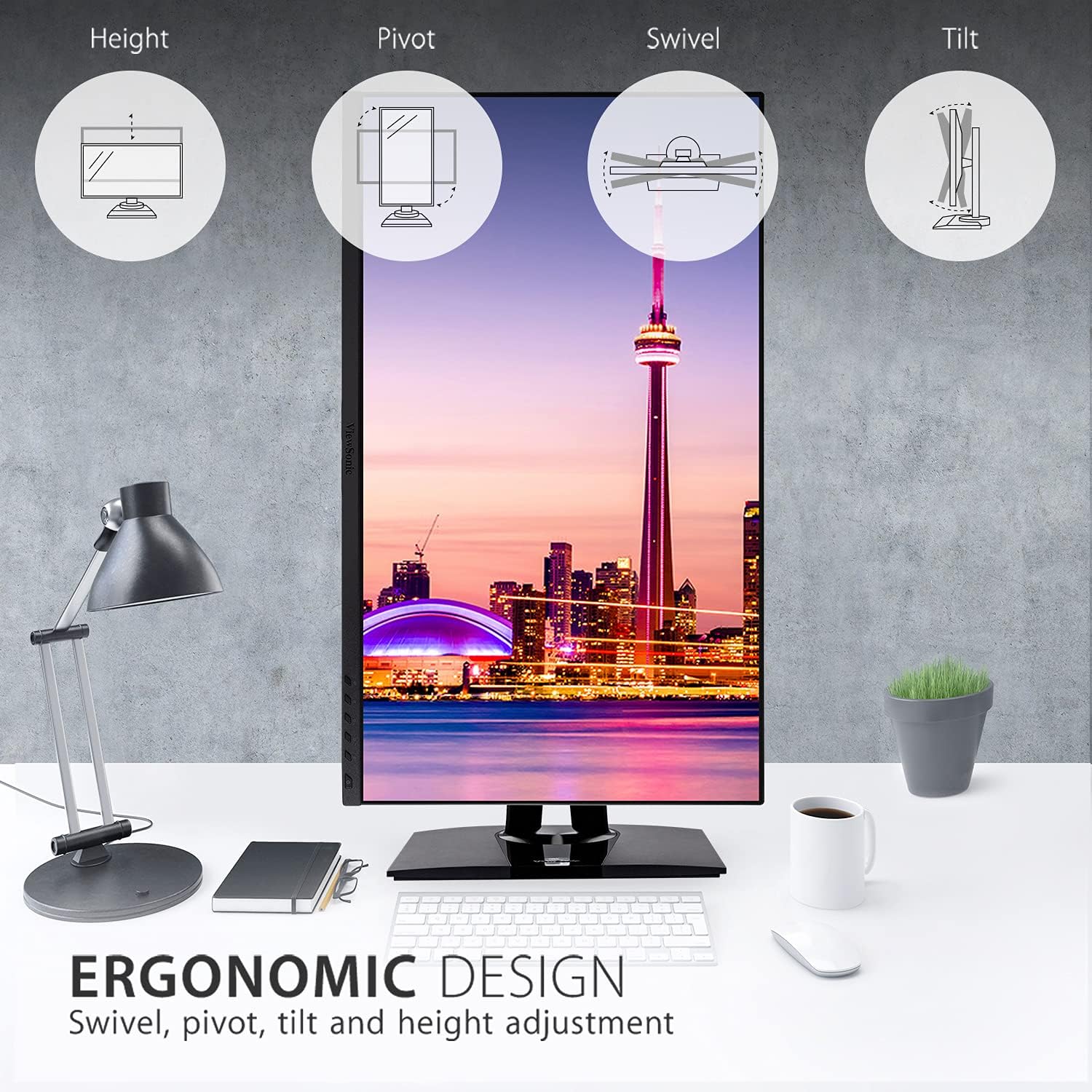 ViewSonic VP2756-4K 27 Inch 4K ColorPro Monitor, IPS Display with 100% sRGB and Pantone Validated for Professional Photo Editing, Advanced Ergonomics, 60W USB-C, HDMI, and DisplayPort Inputs