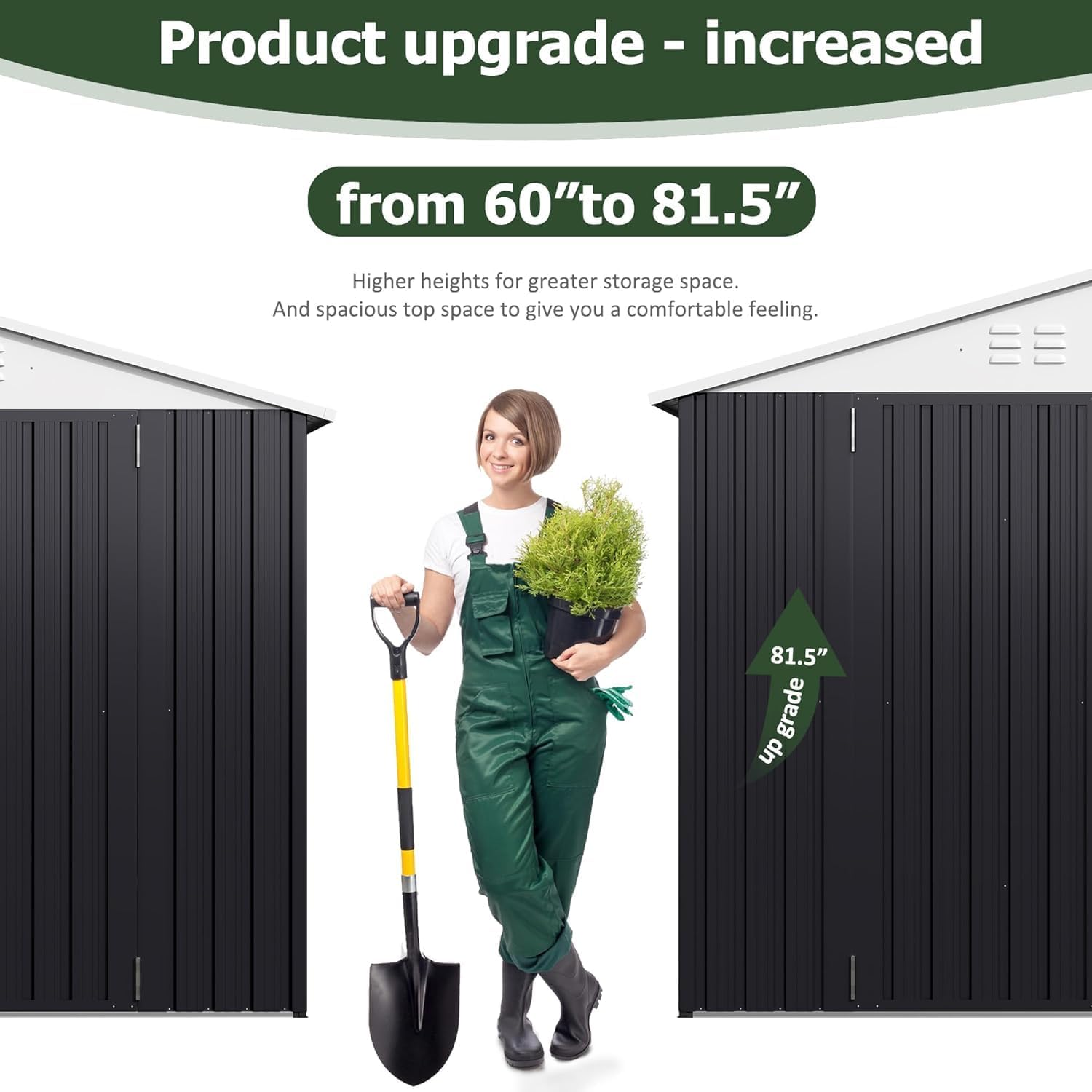 AirWire 10x14 FT Metal Shed, Garden Storage Shed with Updated Frame Structure and Lockable Doors, Outdoor Heavy Duty Tool Sheds for Backyard Garden Patio Lawn, White