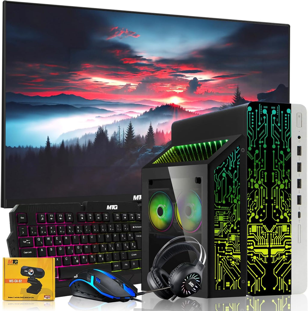 HP G3 Gaming Desktop PC Bundle with Core i7 32GB RAM 1TB SSD 24 inch Monitor RTX 1660s Graphics RGB Keyboard with AI-Enabled Copilot Key Mouse Headphones Webcam Windows 11(Renewed)