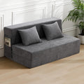 HOMFINE Folding Sofa Bed - Convertible Sleeper Chair with Pillow, Fold Out Couch, Memory Foam Floor Mattress, Futon Couch, Lazy Sofa for Living Room/Dorm/Guest Room/Home Office, Grey, Queen Size