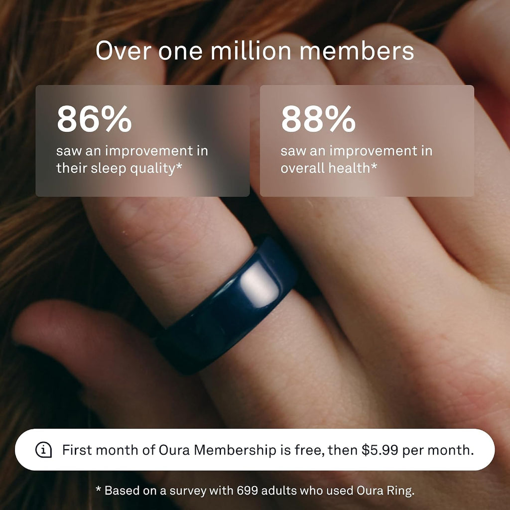 Oura Ring 4 - Ceramic Midnight - Size 8 - Sleep, Activity, Women's Health, AI Advisor, Up to 8 Days of Battery Life, Size Before You Buy, Android & iOS Compatible