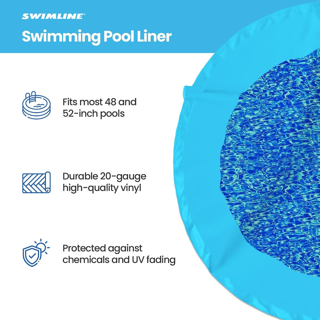 Swimline 15 Foot Durable Stylish Easy Installation Long Lasting Wall Overlap Liner for Round Above Ground Swimming Pool, Swirl Blue