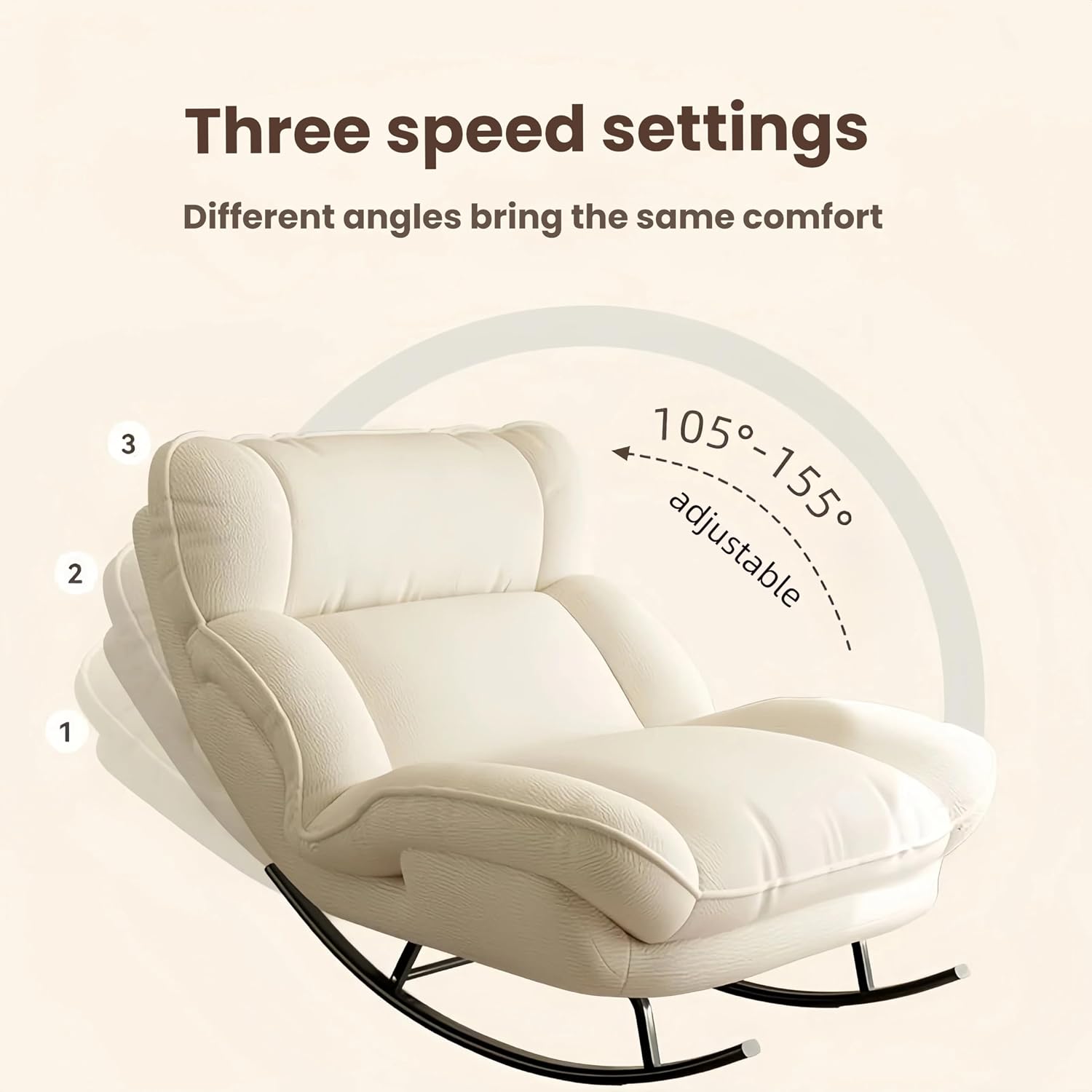 Sofa Rocking Chair Metal Frame with Adjustable Backrest Comfortable Decorative Chair Modern Ergonomic Sofa for Living Room Bedroom