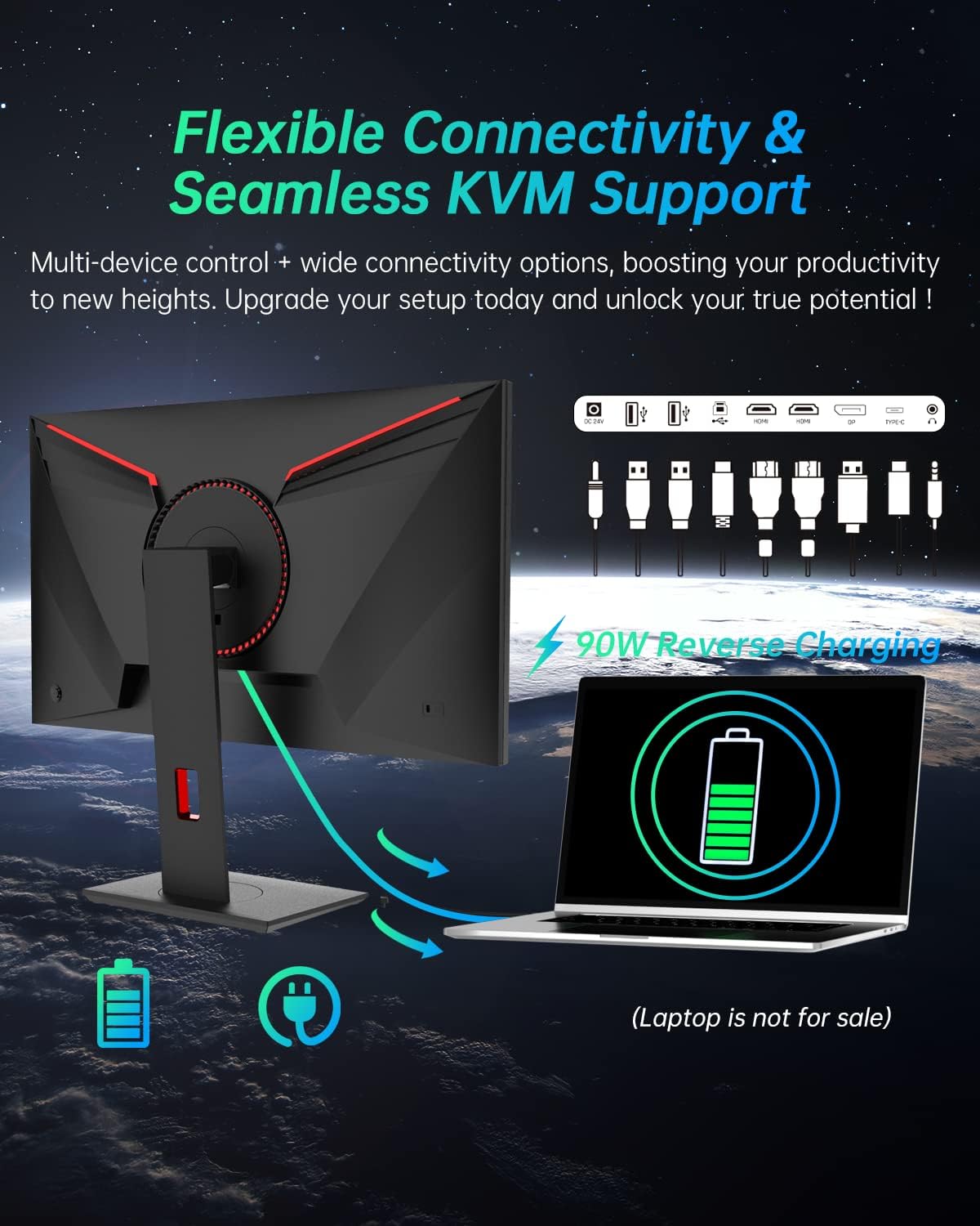 KTC 27 Inch Mini LED Monitor, 1440P 165Hz/144Hz Gaming Monitor, HDR1000, Built-in Speakers, HDMI2.0, DP1.4, Type-C 90W, USB, KVM, Swivel/Height/Pivot/Tilt Adjustable, Mountable, 2K PC Monitor