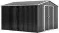 YOPTO 10 x 10 FT Outdoor Storage Shed,Heavy Duty Tool Sheds Metal Storage Garden Shed with Sloped Roof and Lockable Doors,Large Metal Storage Sheds for Backyard Patio Lawn, Black