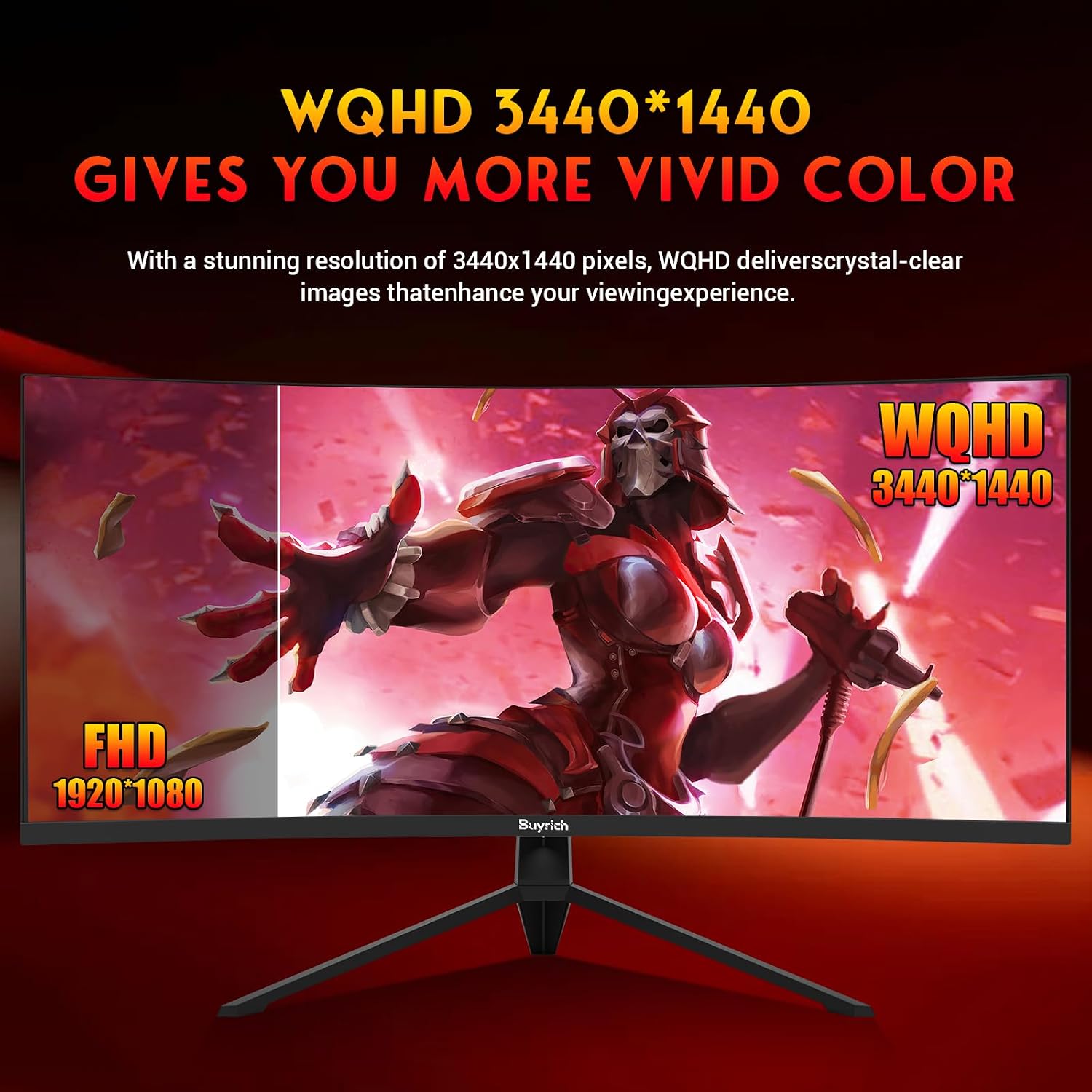 34 Inch Curved Monitor for Productivity, 100Hz, UWQHD (3440x1440), 1500R, 4000:1 Contrast Ratio, Quick-Release Metal Stand, VESA Compatible, for Spreadsheets, Data Analysis, and Multi-Window Work