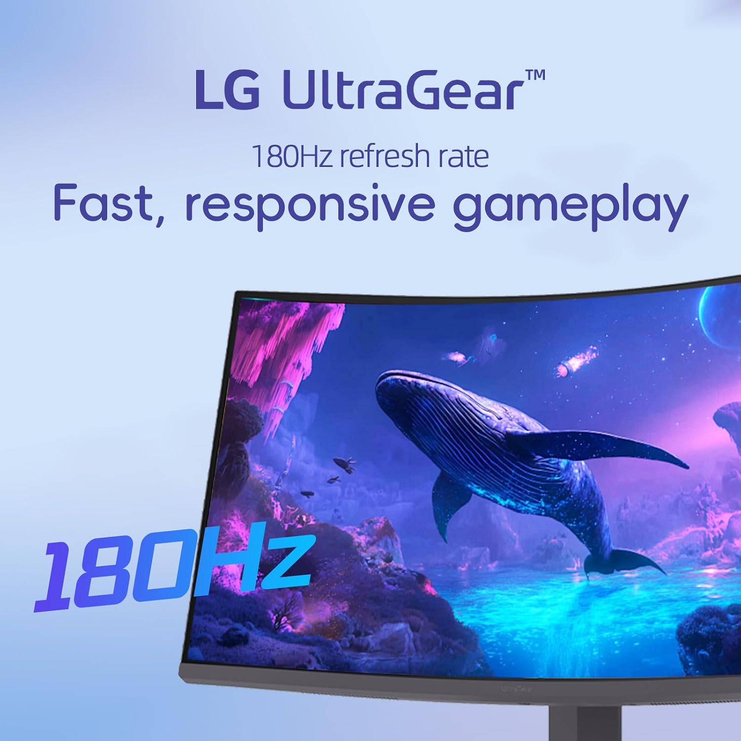 LG 32' Ultragear Curved Gaming Monitor, QHD, VA Panel, 180Hz, 1ms GtG, AMD FreeSync Compatible, HDR10, sRGB 99% Color, HDMI, DisplayPort, Height/Tilt/Swivel Adjustable Stand, Black