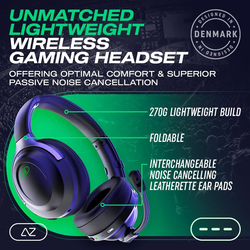 ACEZONE A-Spire Wireless Gaming Headset, Tournament-Grade Hybrid ANC, Ultra-Low Latency, Flip-to-Mute Mic, App EQ, 35+ Hr Battery, 270g, 2.4GH, BT, USB-C, 3.5mm, for PC, MacOS PS4/PS5, Switch, Mobile