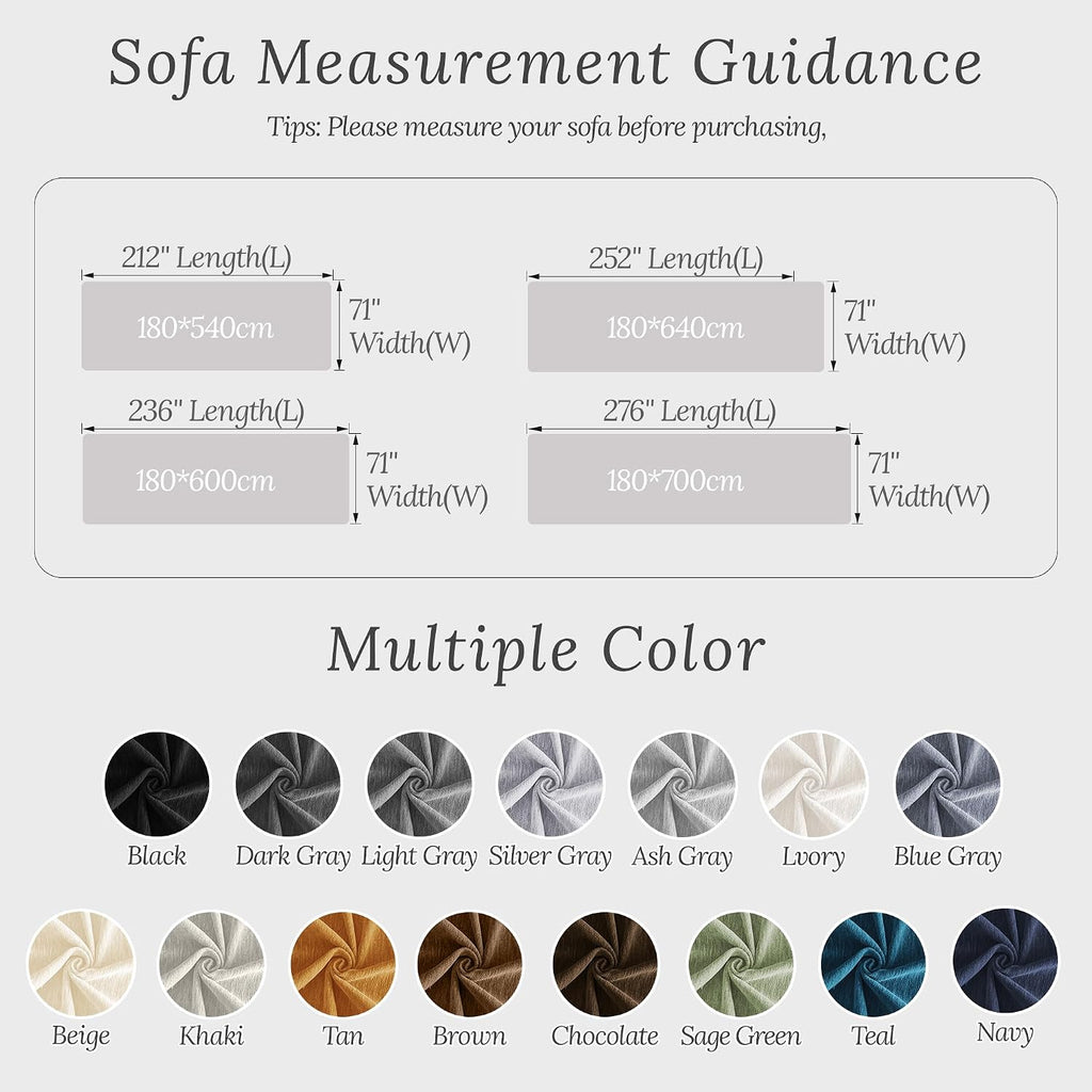 HDCAXKJ Corner Sectional Couch Covers for Dogs L Shape Sofa Cover with Tassel Chenille Soft Non Slip U Shaped Couch Cover Blanket Washable Sofa Slipcovers Protector (Charcoal Black, 91x252 inch)