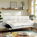 MUUEGM Convertible Memory Foam Sofa Bed with Adjustable Backrest & Armrest, Modern Futon Couch for Living Room, Office, Apartment, Space-Saving Design, Easy Assembly,White