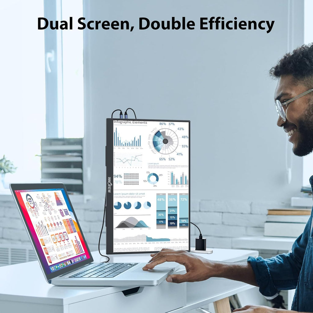 InnoView 18.5 Inch 280Hz Portable Gaming Monitor,2K QHD 100% sRGB Portable Monitor Gameplus HDR FreeSync Laptop Monitors,Portable Screen for PC Phone Game Console