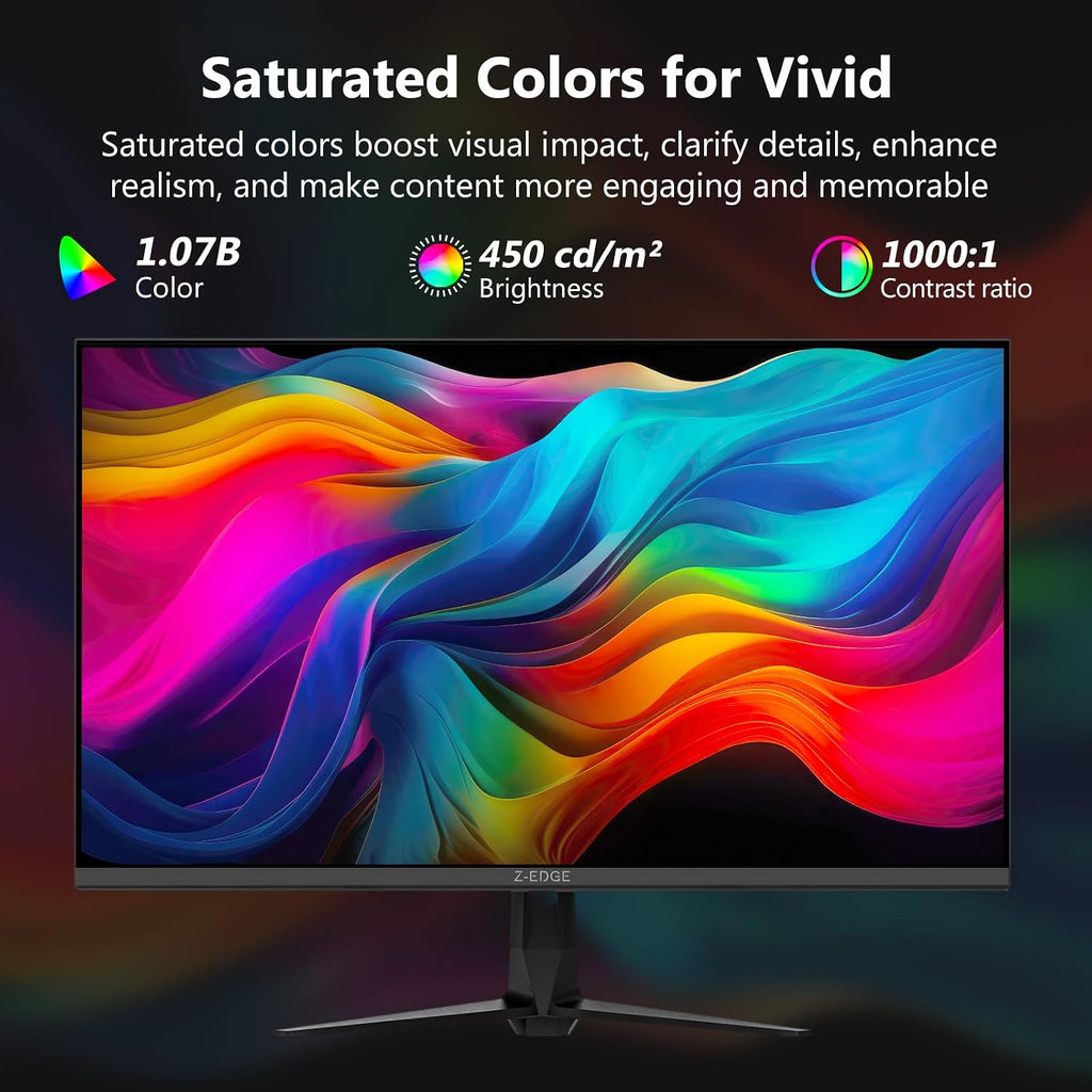 4K Monitor, Z-Edge 27 inch IPS Monitor, UHD 3840x2160 IPS Computer Monitor, 450 cd/m², 160Hz Refresh Rate, 1ms Response Time, G274K Ultra-Thin Bezel
