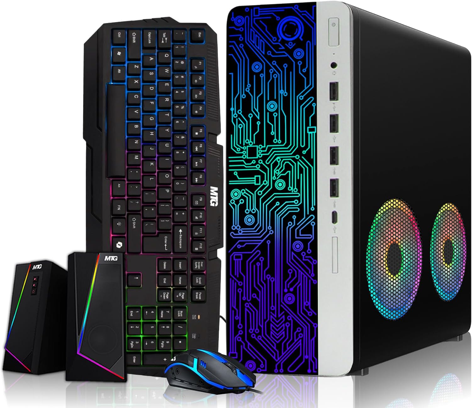 TechMagnet HP G4 Desktop Computer PC, AMD Pro A10-9700 R7, 16GB RAM, 256GB SSD, RGB Speaker, RGB Keyboard with AI-Enabled Copilot Key, Mouse, 2X ARGB Fan, WiFi, Windows 11 (Renewed)