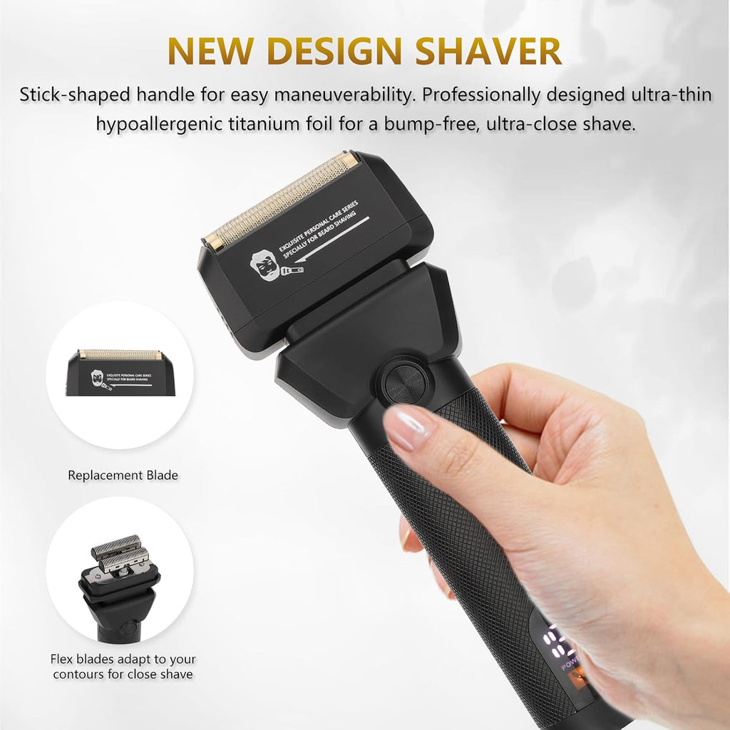 Hair Clippers for Men Professional, Barber Clippers and Trimmer Set, Hair Clipper& Hair Trimmer & Electric Foil Shavers Razor Kit, Hair Cutting kit, Cordless Mens Grooming Kit