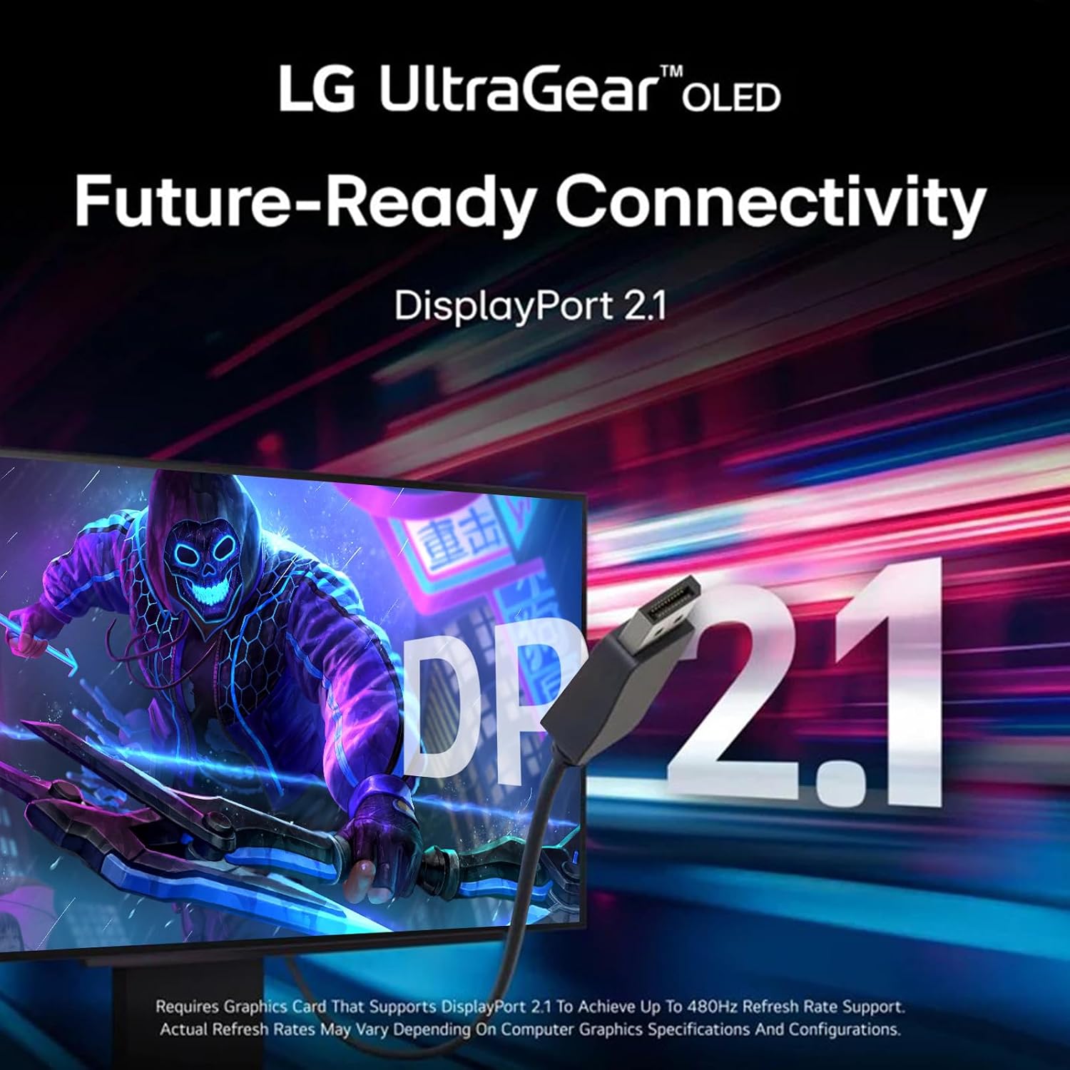 LG 27' OLED QHD (2560 x 1440) Gaming Monitor, 480Hz, 0.03ms, FreeSync Premium Pro, G-Sync Compatible, DisplayHDR True Black 400, DCI-P3 98.5%, RGB Lighting, Adjustable Stand