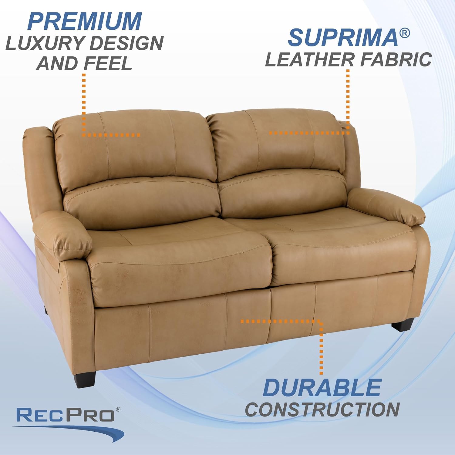 RecPro Charles Collection | 65' RV Hide A Bed Loveseat | Memory Mattress Foam | Sleeper Sofa | Pull Out Couch | RV Furniture | Slideout | Toffee