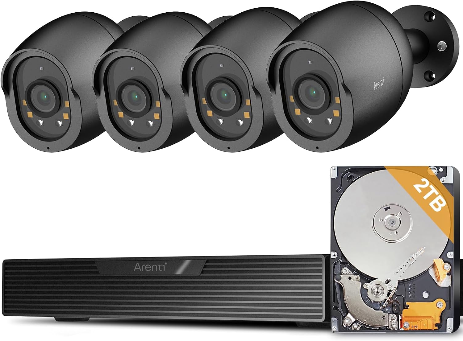ARENTI PoE Security Camera System, 5MP PoE Cameras Outdoor with H.265 8CH NVR for Home Surveillance System, AI Detection, 2 Way Audio, No Subscription, 2TB HDD, 24/7 Recording