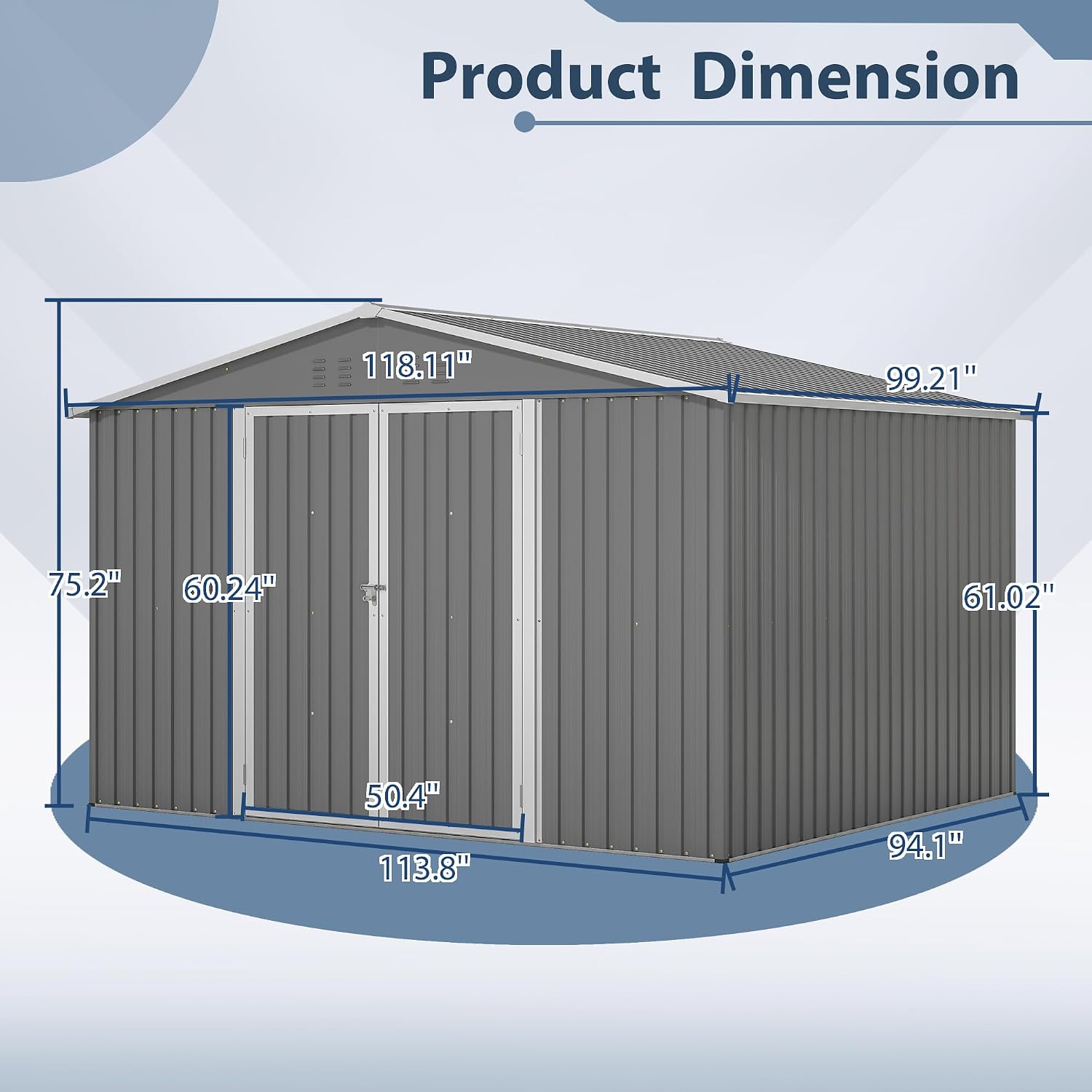 10x8 FT Outdoor Storage Shed with Lockable Double Doors, Aluminum Frame, Weatherproof with Frame Floor, Metal Tool Shed for Garden, Backyard, Patio, and Equipment Storage