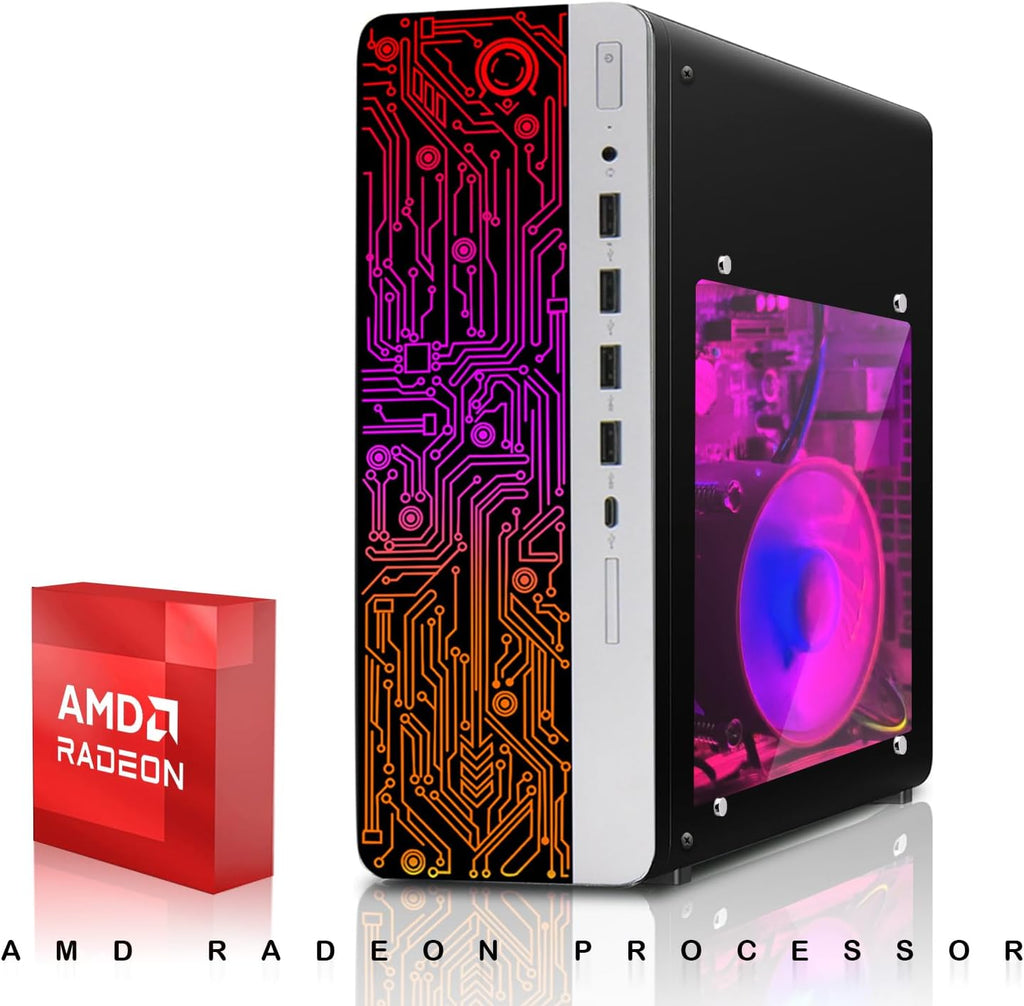 HP Gaming PC Desktop Computer – AMD Pro A10-9700,GT 1030 Graphics,16GB RAM,1TB SSD,Dual 24 Inch Curved Monitor,RGB Keyboard with AI Copilot,Mouse,WiFi,RGB Headphone,Windows 11(Renewed)