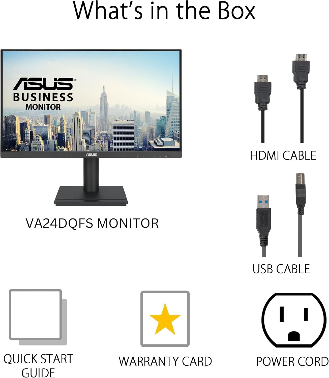 ASUS 24' 1080P Business Monitor (VA24DQFS) - IPS, 100Hz, 1ms, Adaptive-Sync, HDMI, DisplayPort, VGA, for Working and Gaming, Ergo Design, Blue Light Filter, Flicker Free, 3 yr Warranty TAA Compliant