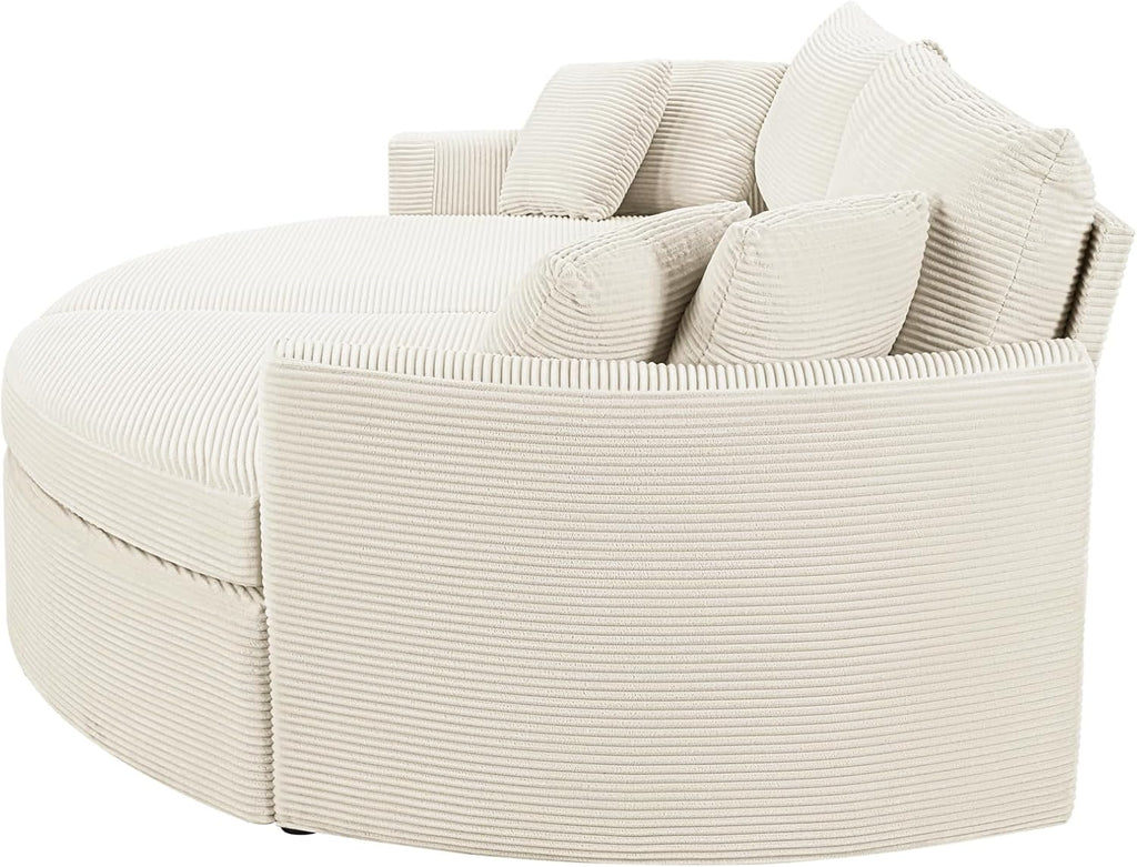 Merax 102.3' Oversized Double Chaise Lounge Indoor, Comfy Corduroy Upholstered Loveseat Sleeper Sofa Bed, Deep Seat Cloud Couch with USB Ports and Throw Pillows for Living Room, Beige