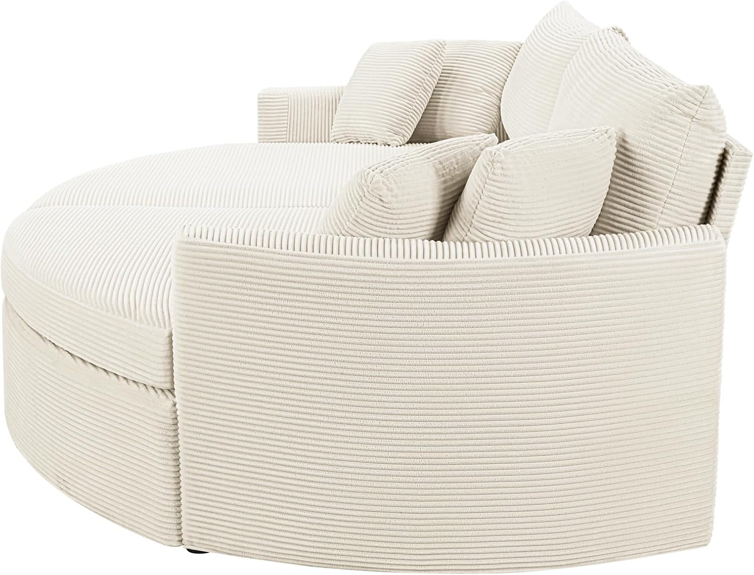 Merax 102.3' Oversized Double Chaise Lounge Indoor, Comfy Corduroy Upholstered Loveseat Sleeper Sofa Bed, Deep Seat Cloud Couch with USB Ports and Throw Pillows for Living Room, Beige