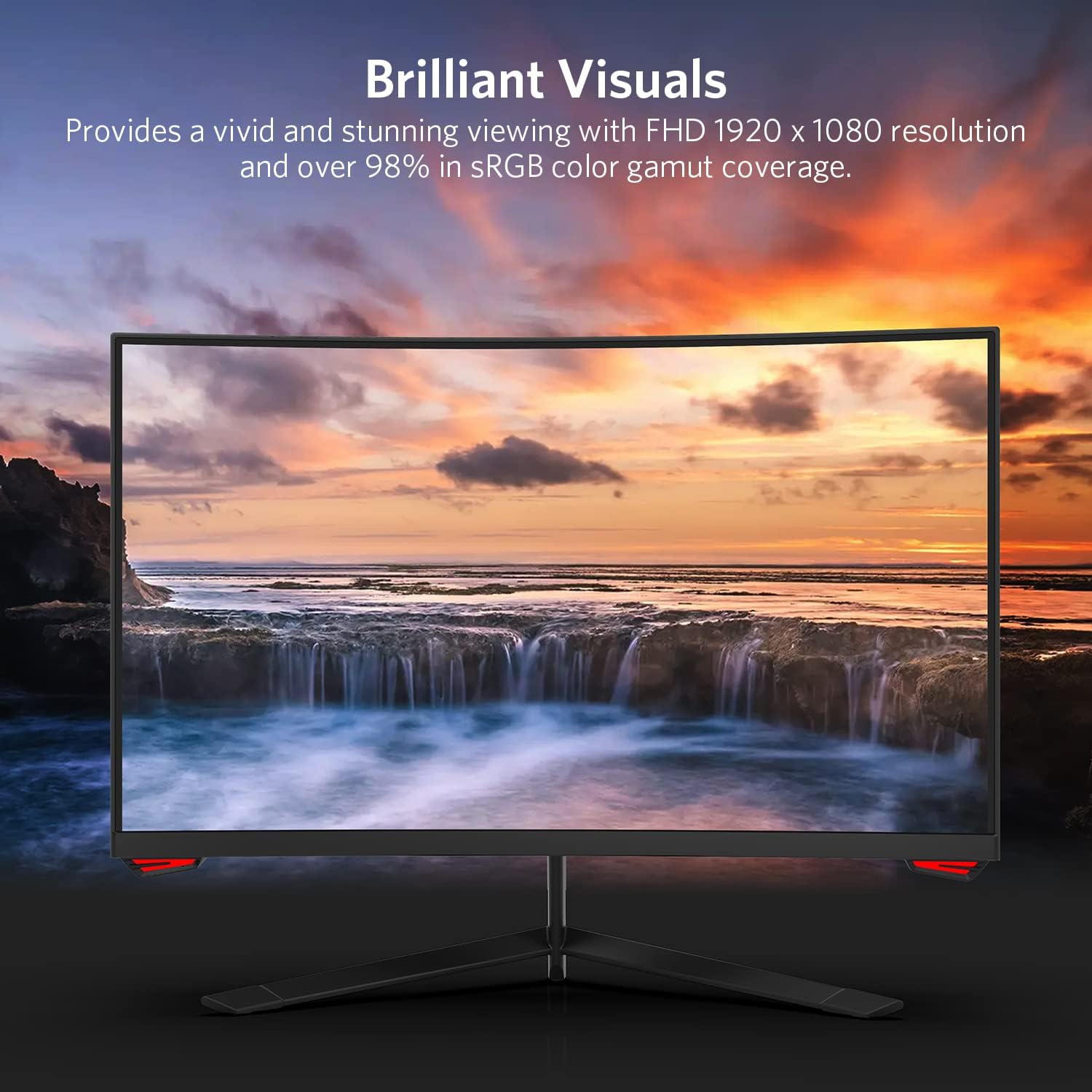24'' 165Hz Refresh Rate Curved Monitor Full HD 1080P with HDMI Display Ports, VESA Compatible, Free-Tearing Eye Care Monitor for Home Office and Gaming (DP Cable Included)