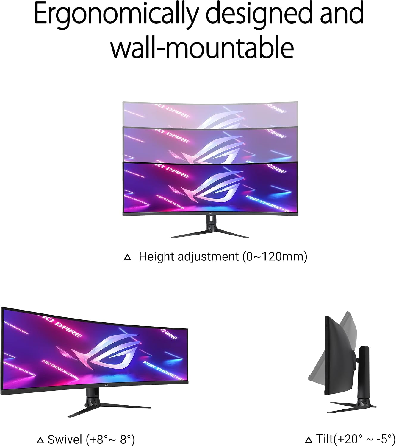 ASUS ROG Strix 49' Ultra-Wide Curved HDR Gaming Monitor (XG49WCR) - Dual QHD 32:9 (5120 x 1440), 165Hz, Extreme Low Motion Blur Sync, USB-C, RJ45, DisplayHDR400, 90% DCI-P3, Dual Input-KVM Switch