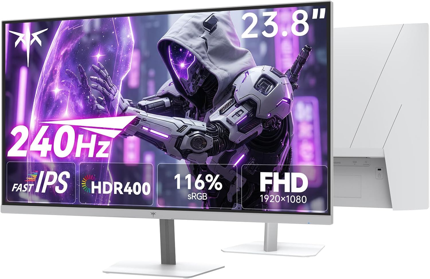 KTC 24 Inch 240Hz Gaming Monitor,1080P PC Computer Monitor FHD, Fast IPS Panel, HDR 400, Adaptive Sync, 1ms(MPRT), 116% sRGB, HDMI Display Port, Eye Care, VESA Mount, White H24F7