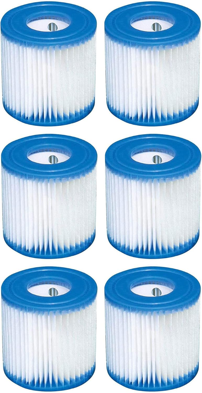 INTEX Pool Metal Frame 10'x30' Round Outdoor Swimming Pool Set with 330 GPH Filter Pump, Pool Cover, and Type H Filter Cartridge Replacements (6 pack)