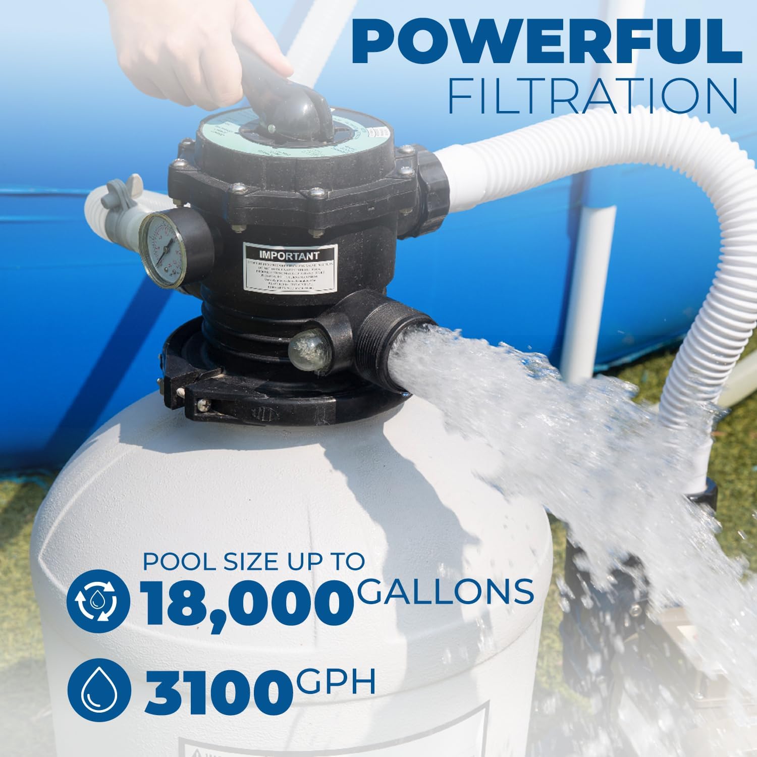 XtremepowerUS 16' Sand Filter Swimming Pool 3/4 HP Pool Pump Timer 15,000GAL Above Ground Pool Set