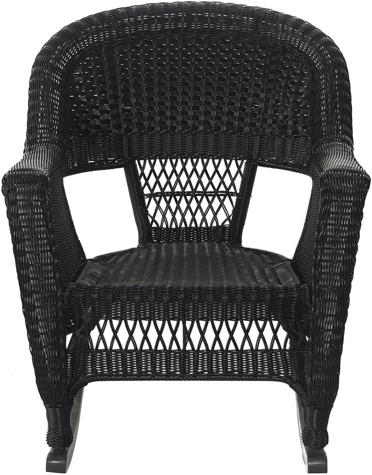 Jeco , Set of 2 Wicker Rocker Chairs, Black