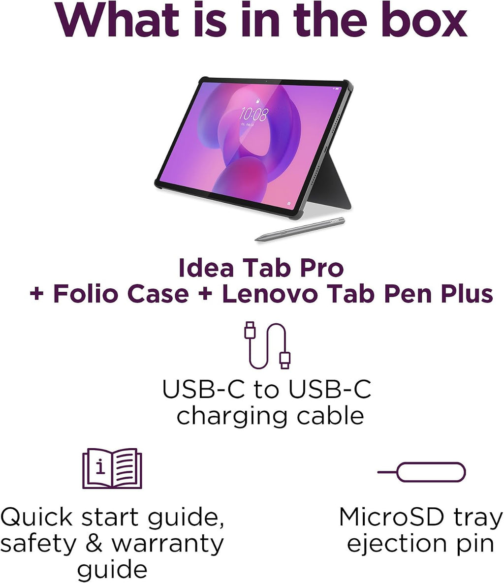 Lenovo Idea Tab Pro with Google Gemini - Student Tablet - 12.7' 3K LCD Display - 8 GB Memory - 128 GB Storage - MediaTek Dimensity 8300 - Includes Pen and Folio Case