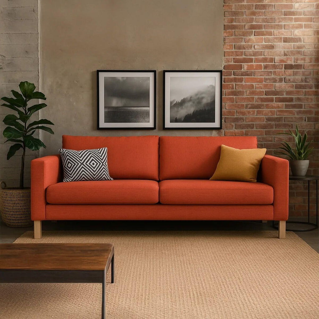 MASTERS OF COVERS SLIPCOVER ONLY! Karlstad Replacment Slipcover Snug Fit Karlstad 3 Seat (Not 2 Seat) Sofa Cover Slipcover for The IKEA Karlstad Three Seat -Orange